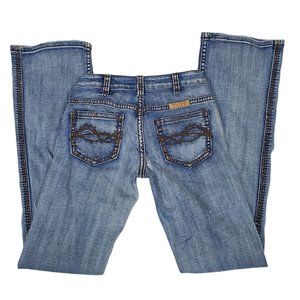Cowgirl Tuff Dirty Diamond Rhinestone Bling Denim Jeans Boot Cut Distressed